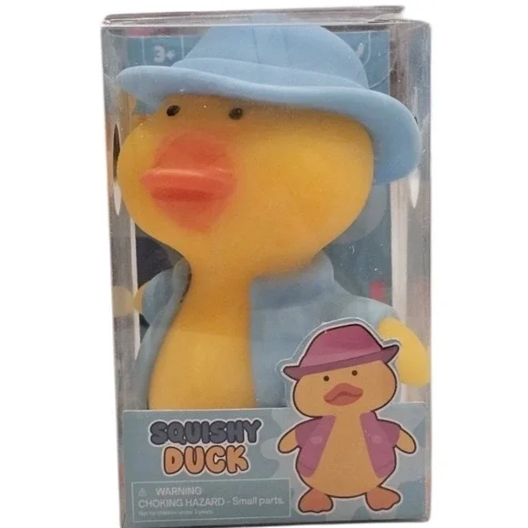 Set of 3 Squishy Duck Sensory Toys Pink Blue Purple Hat and Jacket 3+ - Picture 3 of 12